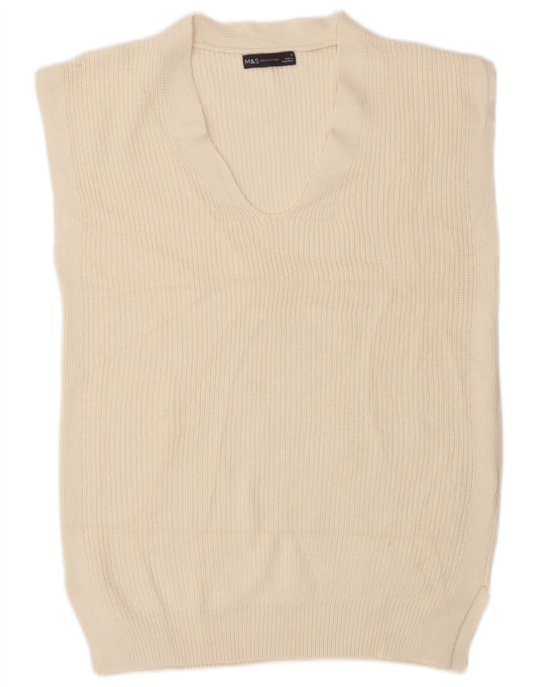 Marks & Spencer Herren-Weste, Tanktop, Größe S, cremefarbene Baumwolle