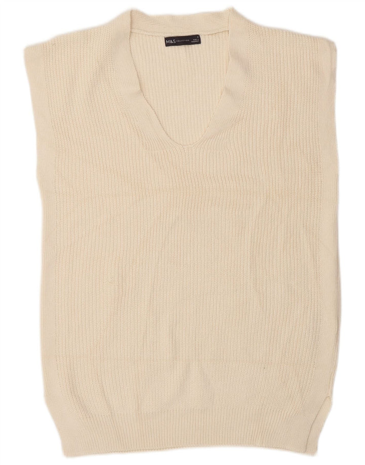 Marks & Spencer Herren-Weste, Tanktop, Größe S, cremefarbene Baumwolle