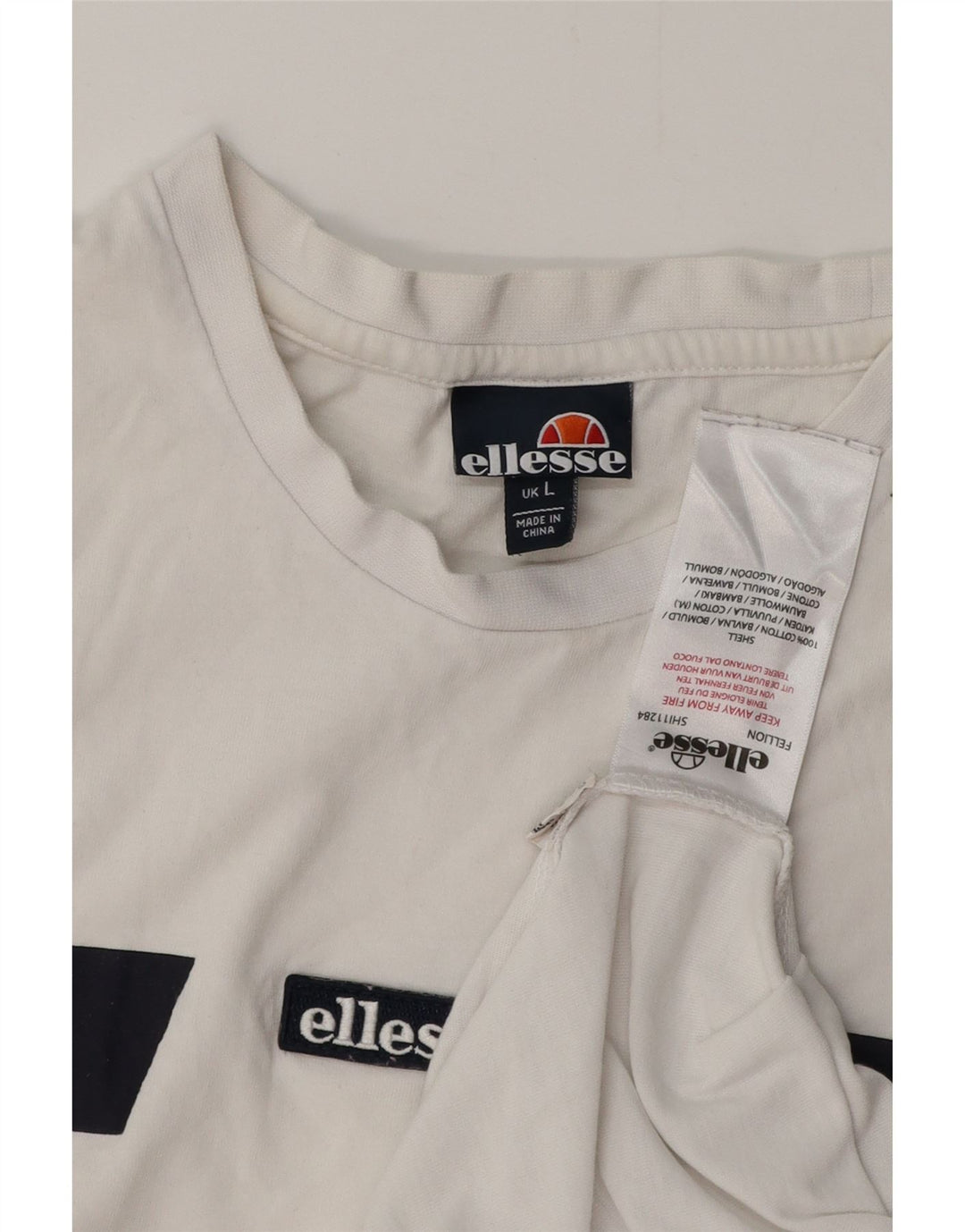 ELLESSE Herren T-Shirt Top Large Weiß Colourblock Baumwolle