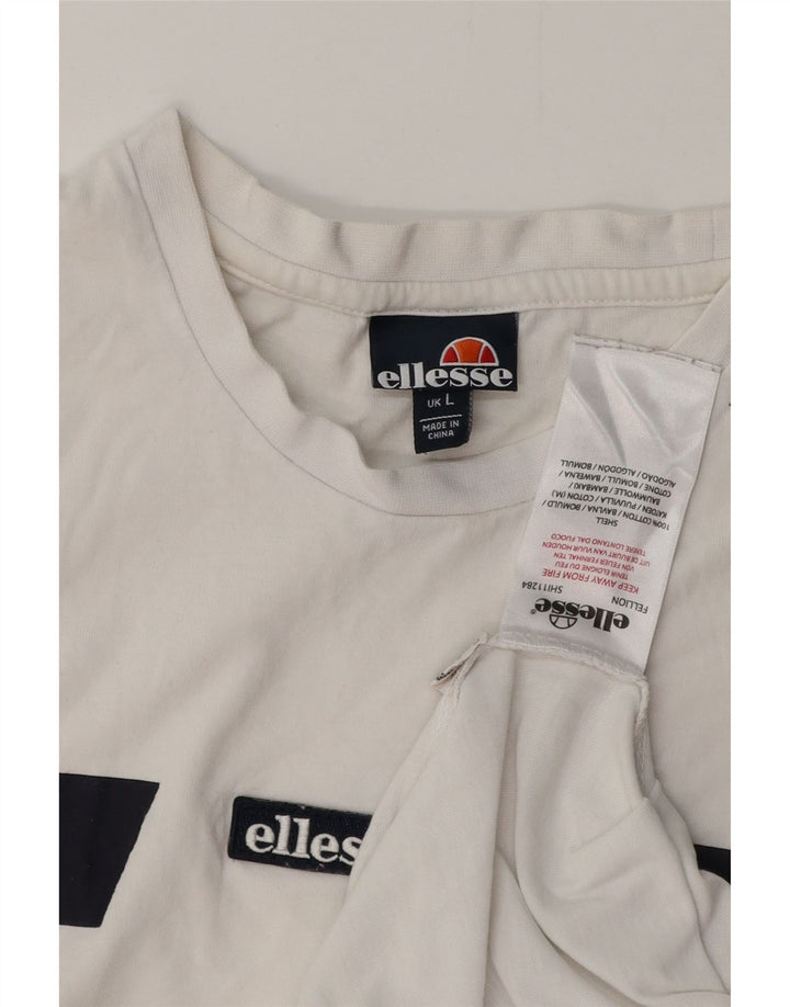 ELLESSE Herren T-Shirt Top Large Weiß Colourblock Baumwolle