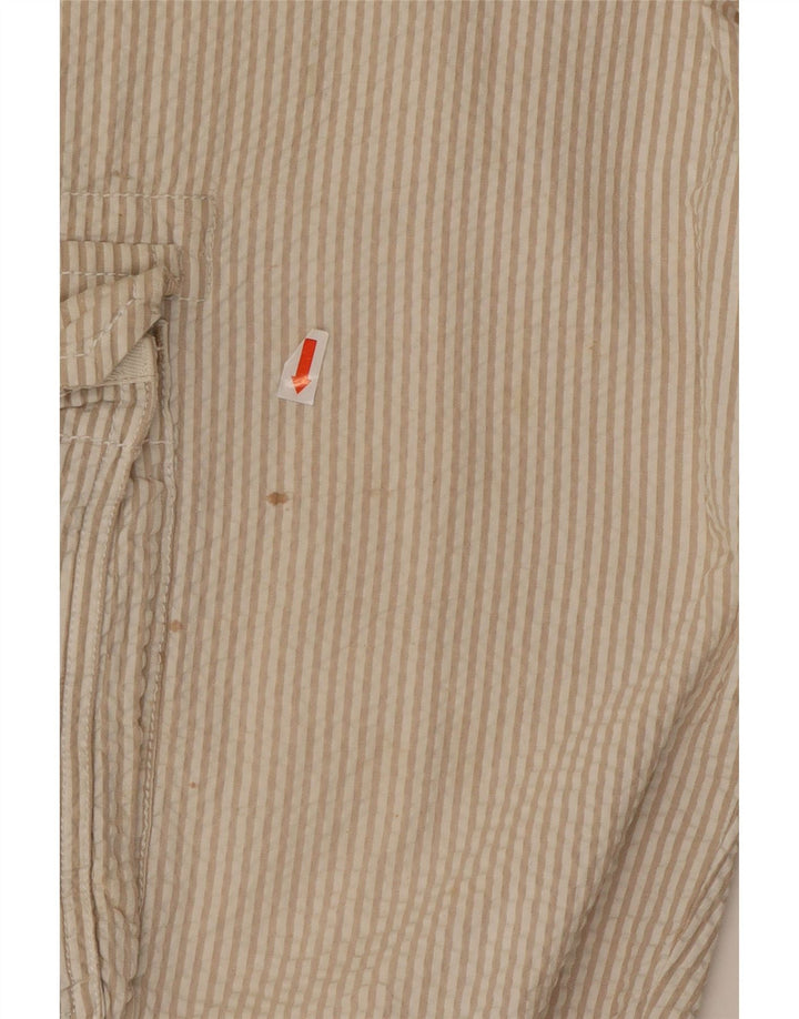 Think Pink Herren-Cargoshorts W32 Große beige gestreifte Baumwolle