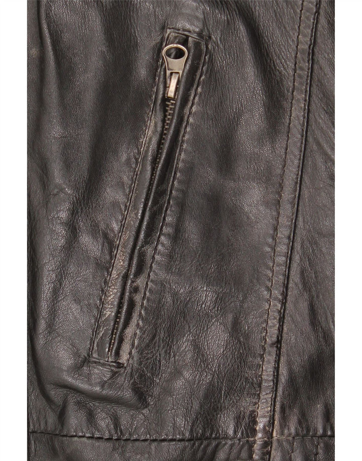 Vintage Herren Lederjacke UK 42 XL Schwarzes Leder