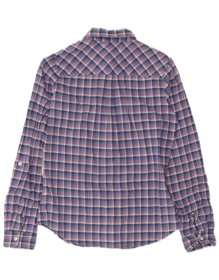 Tommy Hilfiger Damenhemd UK 14 Mittelblau karierte Baumwolle