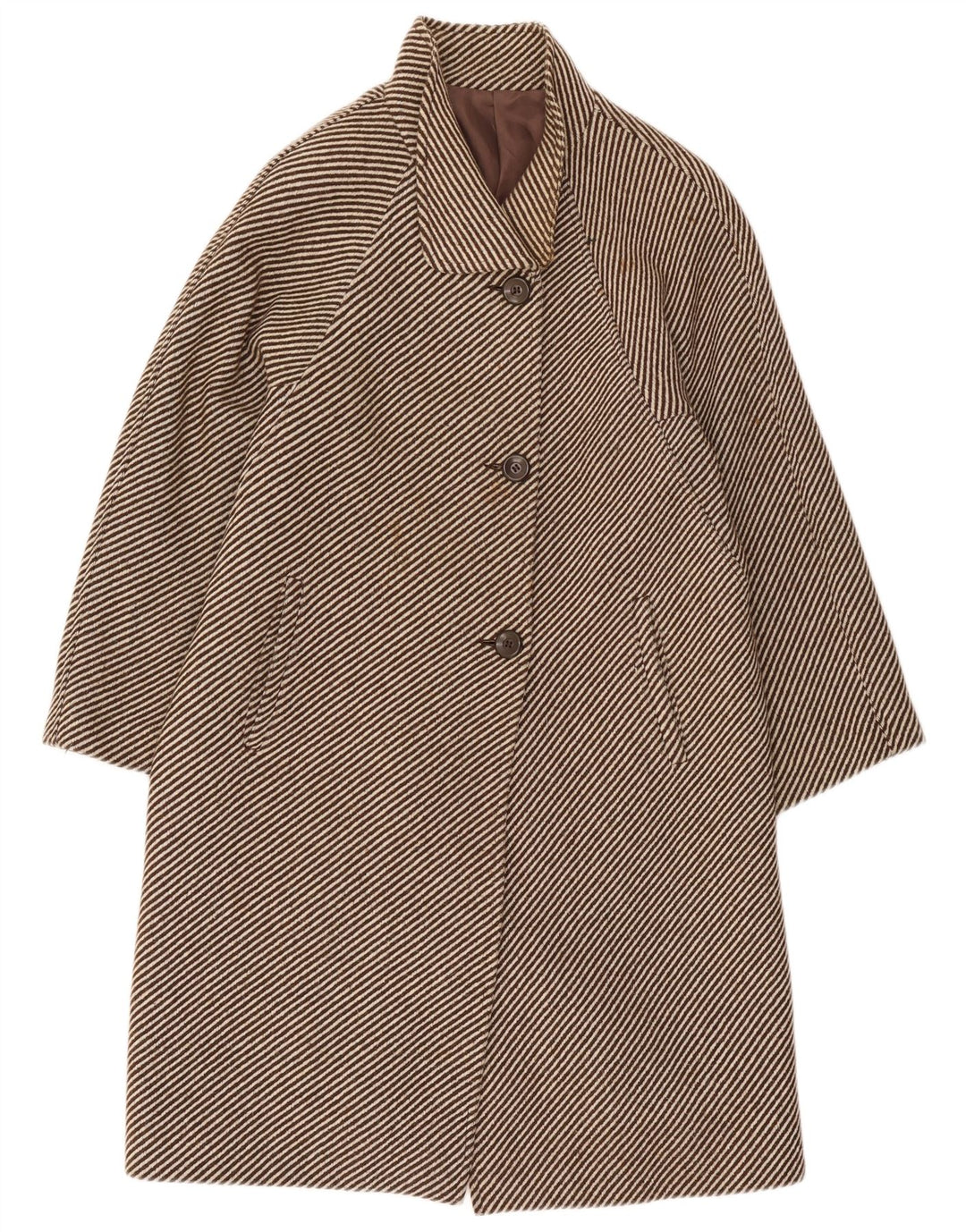 Vintage Damen Mantel UK 14 Mittelbraun Nadelstreifen
