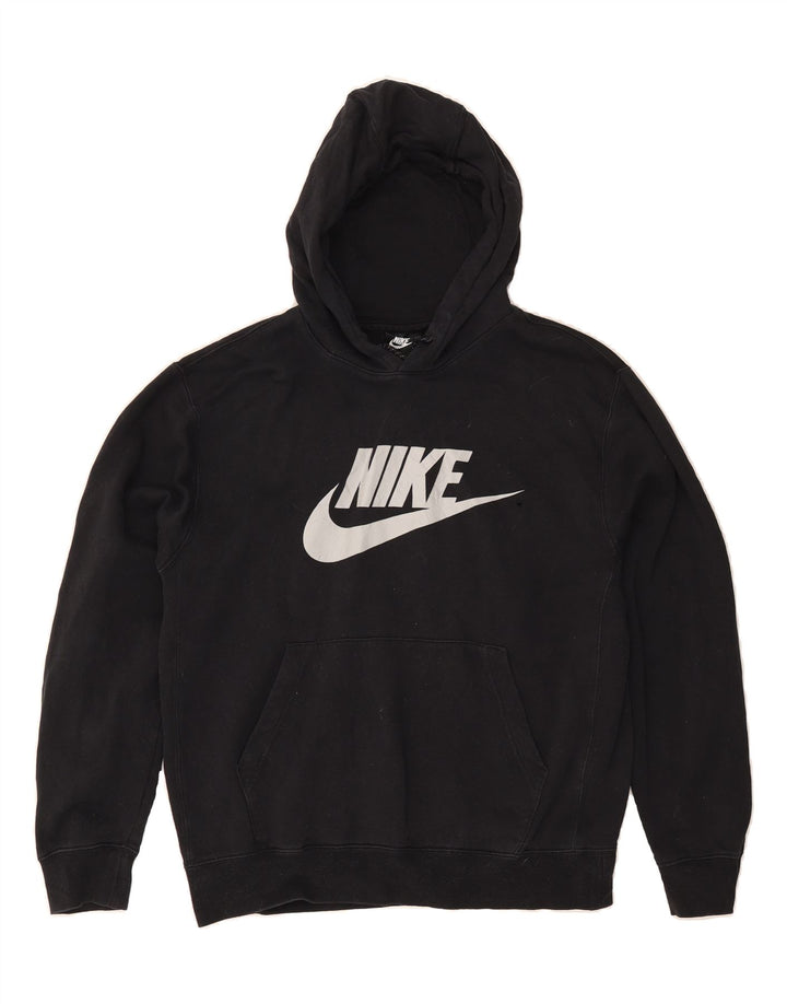 NIKE Womens Graphic Oversized Hoodie Jumper UK 14 Medium Black Cotton Vintage Nike and Second-Hand Nike from Messina Hembry 