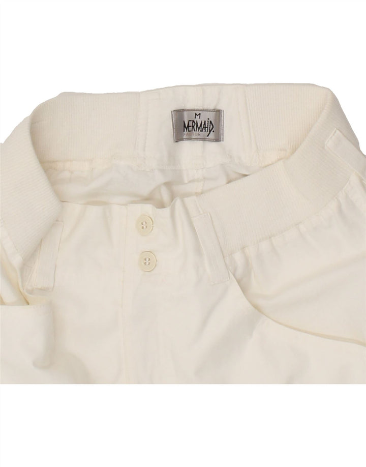 VINTAGE Womens Slim Casual Trousers Medium W28 L29 White Cotton Vintage Vintage and Second-Hand Vintage from Messina Hembry 