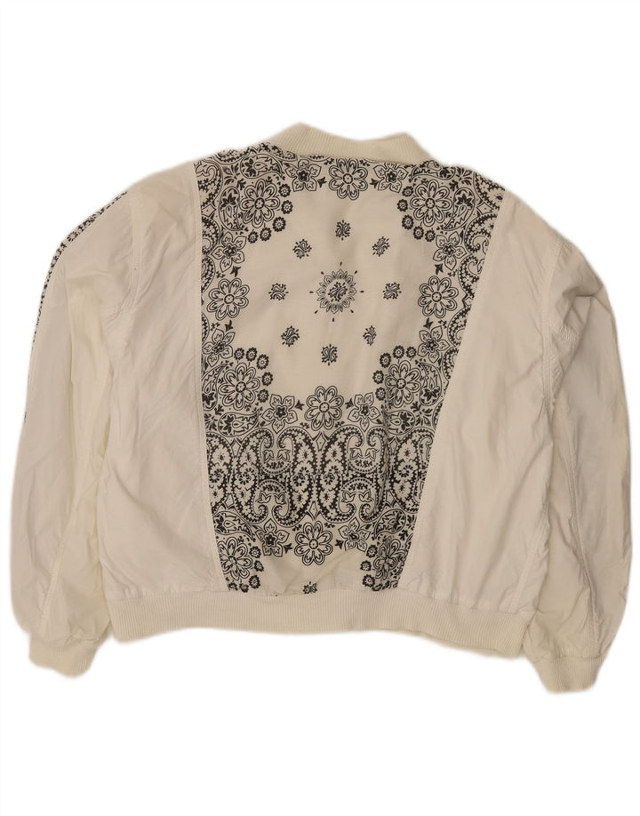 Lily Farouche Damen-Bomberjacke mit Grafik, übergroß, US 2 XS, Weiß, Paisleymuster