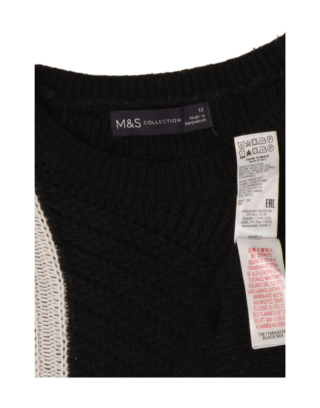 Marks & Spencer Damen-Pullover mit Rundhalsausschnitt, Gr. 12, mittelschwarz