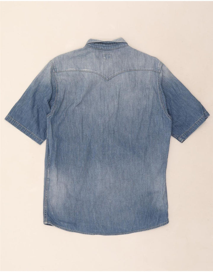 Lee Herren-Kurzarm-Jeanshemd, groß, blaue Baumwolle