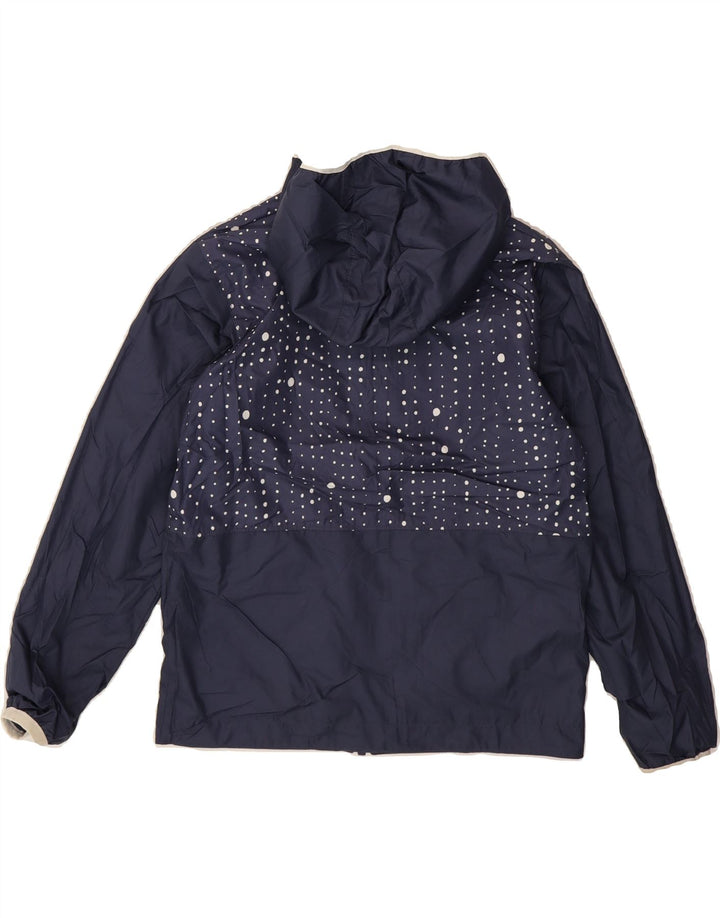 COLUMBIA Girls Hooded Reversible Jacket 7-8 Years Small Navy Blue Vintage Columbia and Second-Hand Columbia from Messina Hembry 