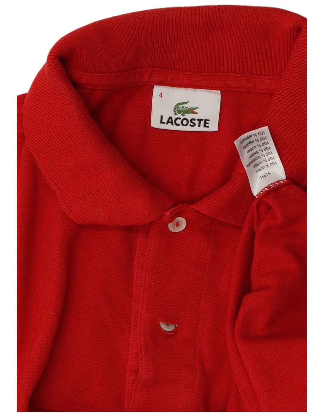 Lacoste Herren-Poloshirt, Größe 4, mittelrote Baumwolle