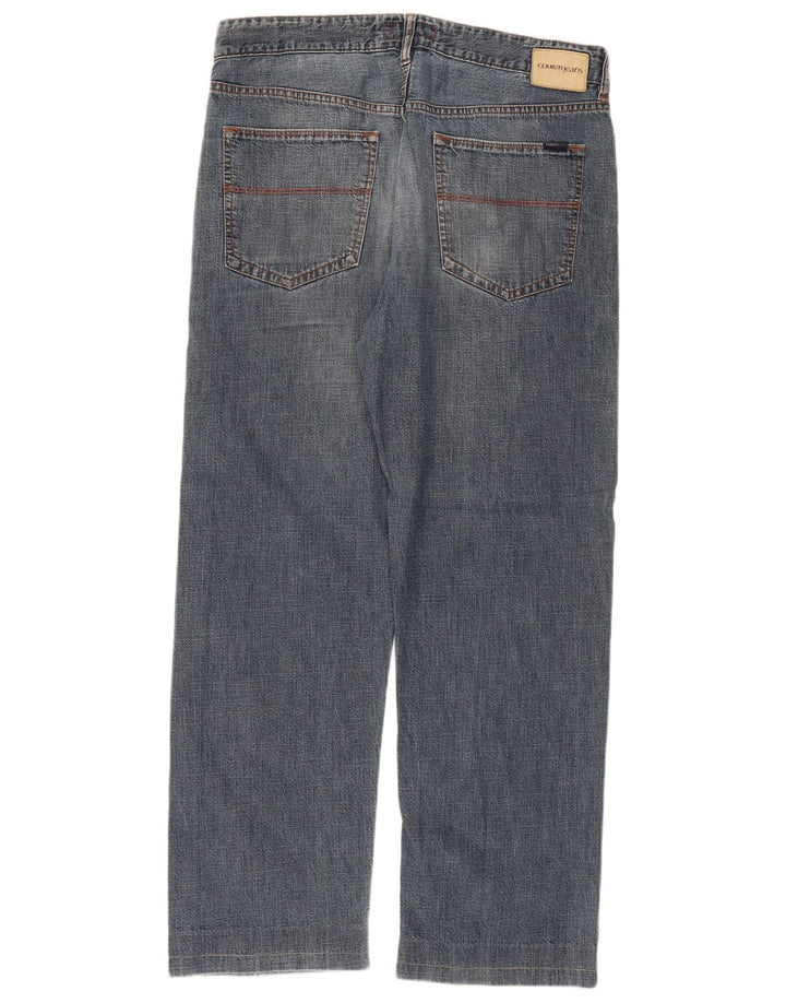 CERRUTI Herren Straight Jeans W36 L29 Blaue Baumwolle
