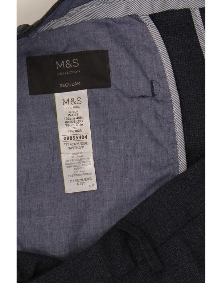 Marks & Spencer Herren-Anzughose, gerade, normal, W40, L31, Marineblau