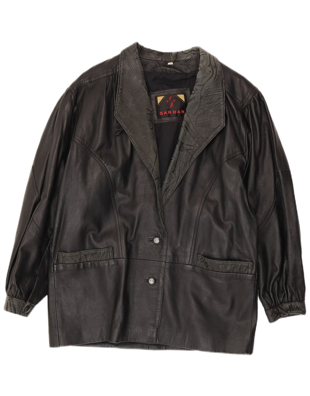 SARDAR Damen Lederjacke UK 18 XL Schwarzes Leder