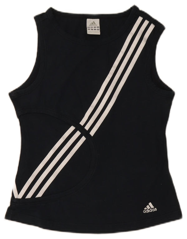 Adidas Damen Weste Top UK 10 Small Schwarz Baumwolle