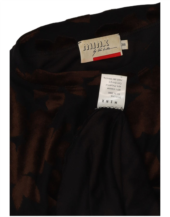 MINX BY EVA LUTZ Damen Velours-Top Langarm EU 38 Mittelschwarz geblümt