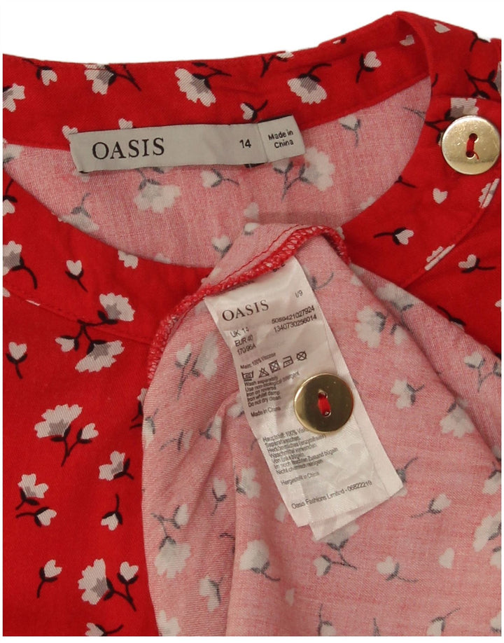Oasis A-Linien-Kleid für Damen, Größe 44, Mittelrot, Viskose mit Blumenmuster