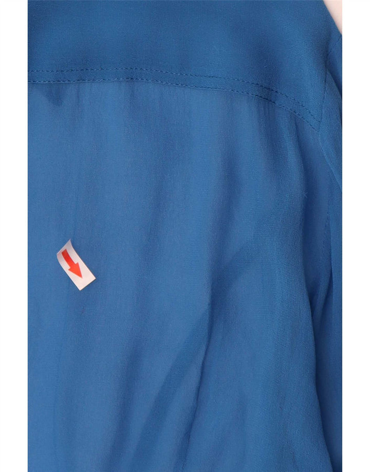 Vintage Damen Hemdbluse UK 14 Groß Blau