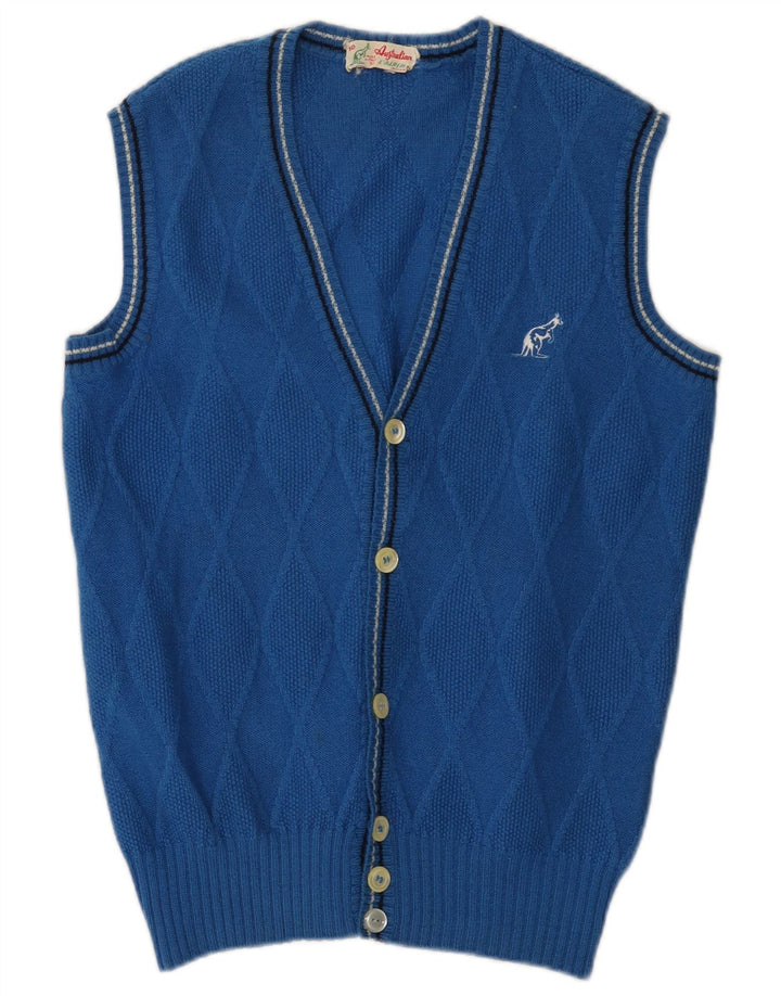 AUSTRALIAN L'ALPINA Herren-Cardigan-Pullover IT 50 Mittelblau Argyle/Diamant