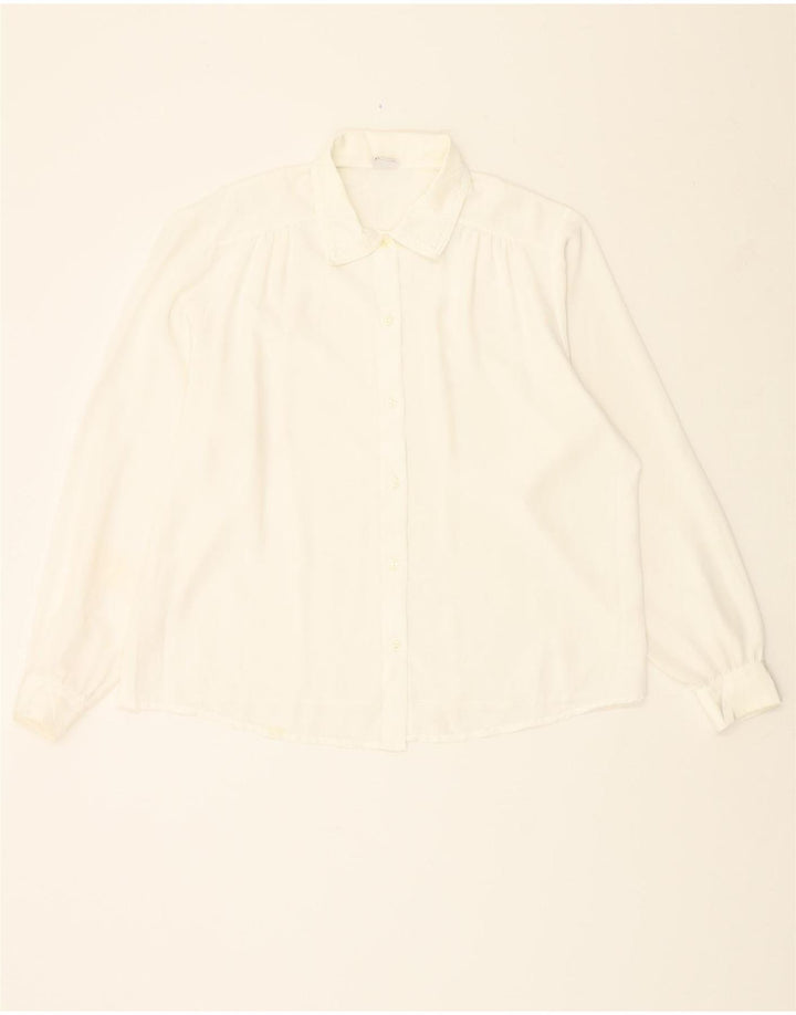 PRIMAVERA FIRENZE Womens Shirt Blouse IT 49 XL White Polyester Vintage Primavera Firenze and Second-Hand Primavera Firenze from Messina Hembry 