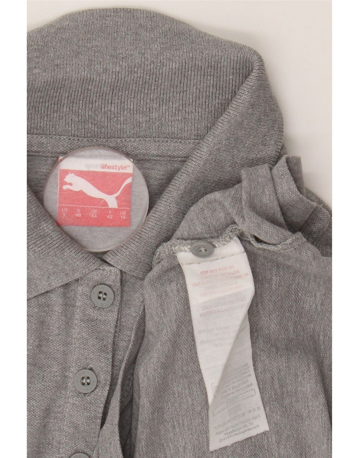 Puma Damen Poloshirt UK 14 Mittelgraue Baumwolle