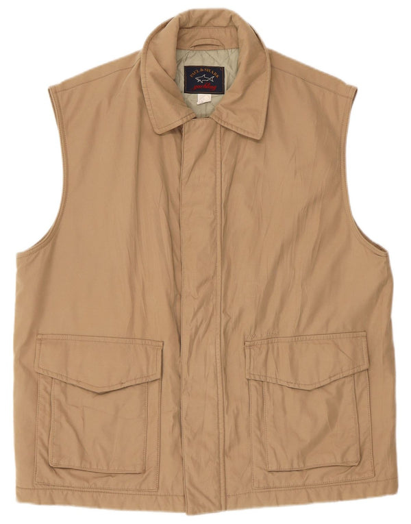 Paul & Shark Herren Yachting Gilet UK 40 Large Beige Nylon