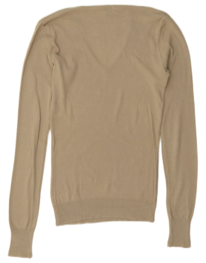 Benetton Damen-Pullover mit V-Ausschnitt, Gr. 8, Beige