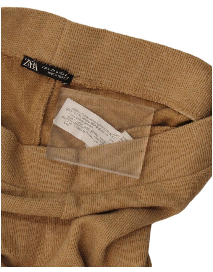 Zara Damen-Trainingshose, Gr. 10, Größe S, Beige, Polyester