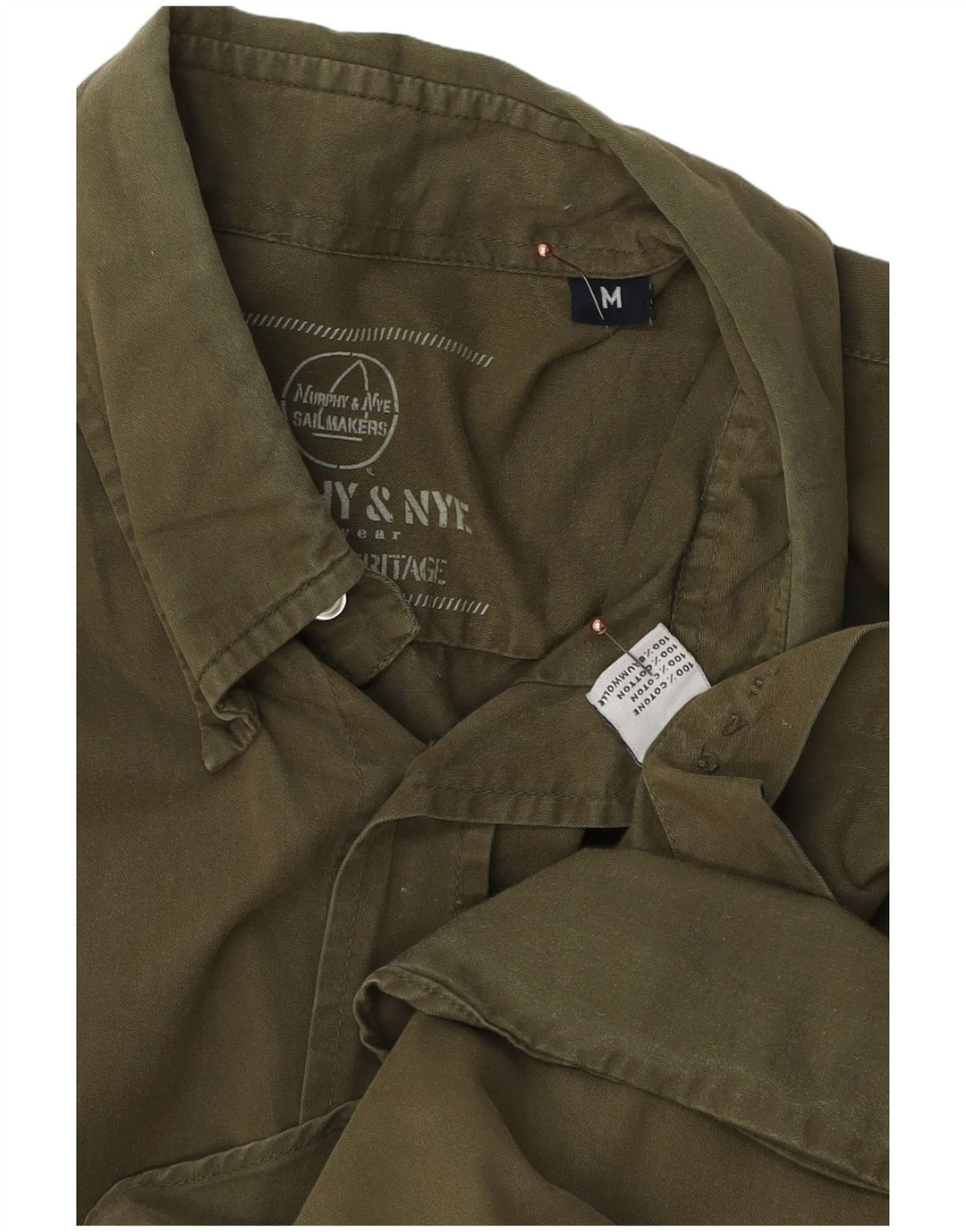 Murphy & Nye Herren Heritage-Hemd aus mittlerer Khaki-Baumwolle