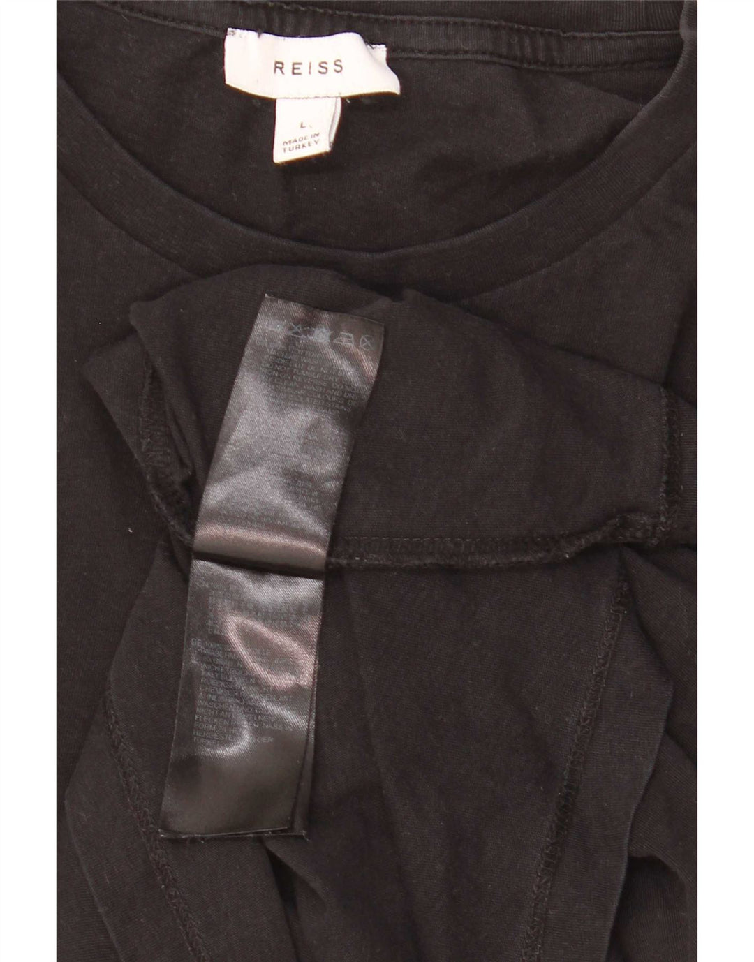 Reiss Herren T-Shirt Top Large Schwarz Baumwolle
