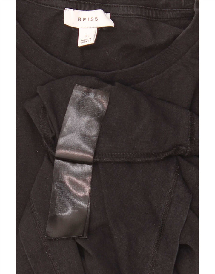 Reiss Herren T-Shirt Top Large Schwarz Baumwolle