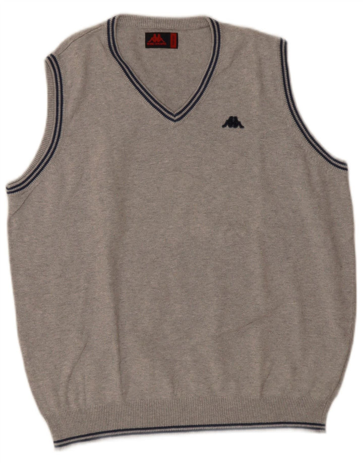 Kappa Herren-Weste-Tanktop aus mittelgrau gefleckter Baumwolle