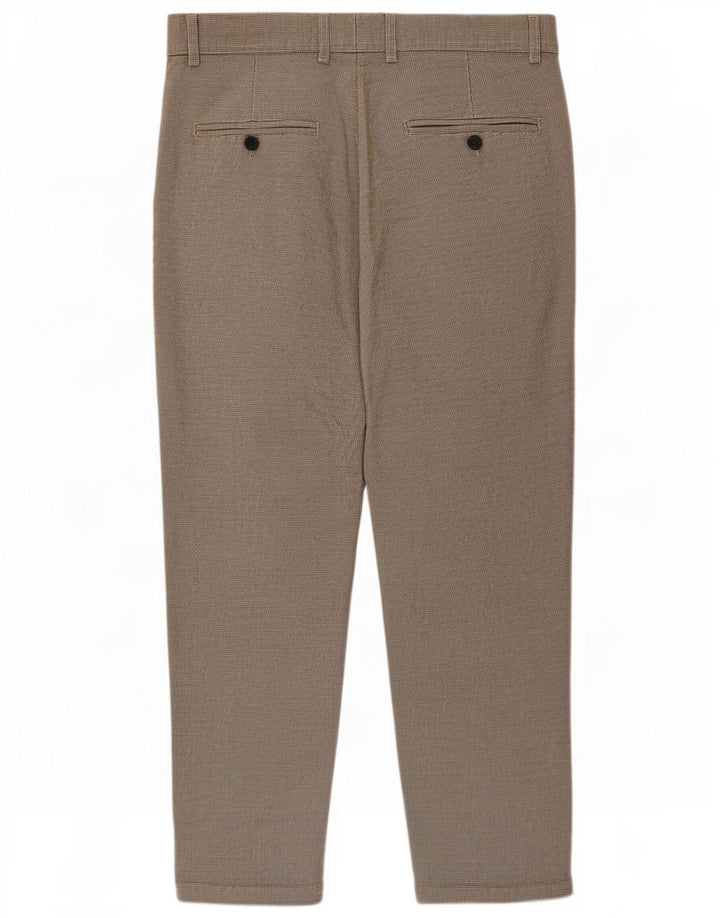 Zara Herren Crop Chino Hose Medium W31 L24 Braun Hahnentritt