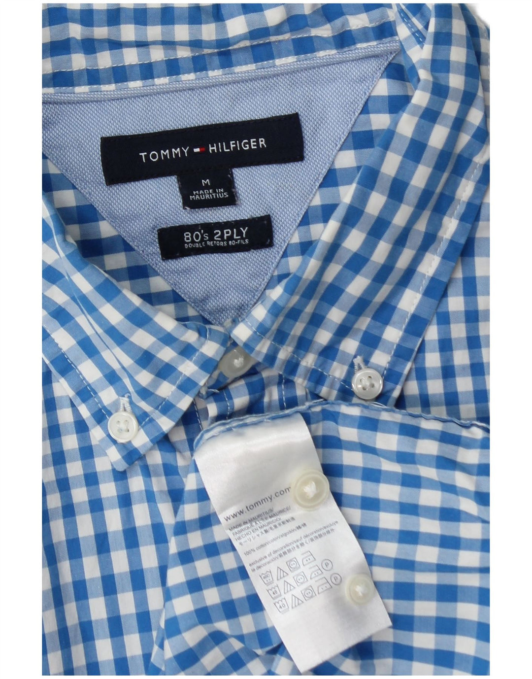 TOMMY HILFIGER Herrenhemd aus mittelblauer Gingham-Baumwolle