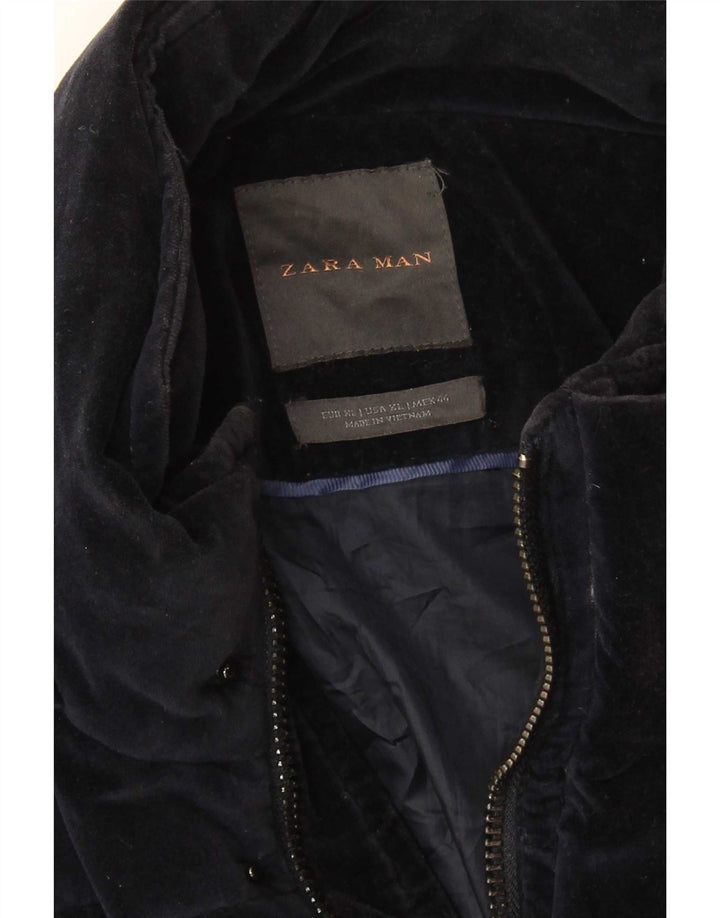 Zara Herren Wattierte Jacke UK 42 XL Marineblau Baumwolle