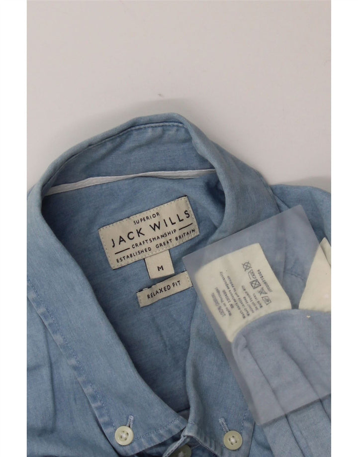 Jack Wills Herren-Jeanshemd mit entspannter Passform aus mittelblauer Baumwolle