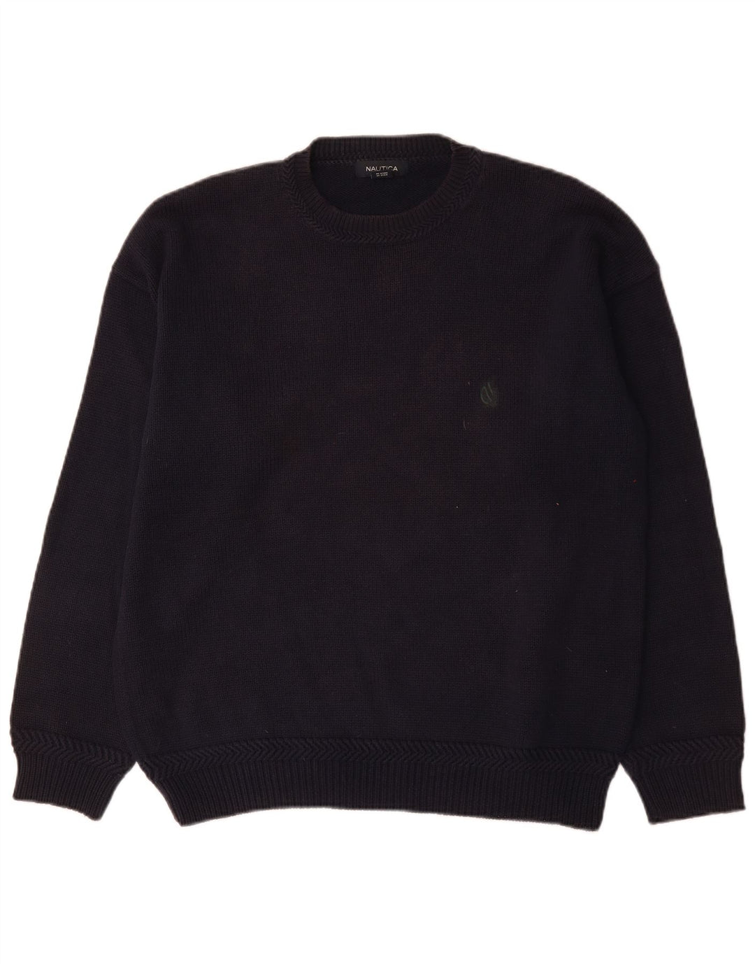 Nautica Herren-Pullover mit Rundhalsausschnitt, lockere Passform, mittleres Marineblau