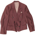 VINTAGE Womens Double Breasted Blazer Jacket UK 14 Medium Burgundy Striped Vintage Vintage and Second-Hand Vintage from Messina Hembry 