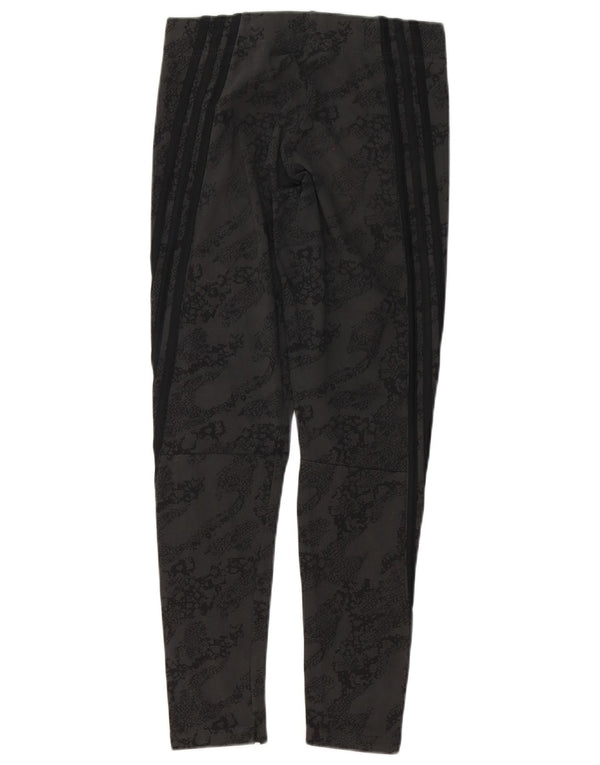 Adidas Damen Leggings UK 12/14 Mittelschwarze Baumwolle mit Animal-Print
