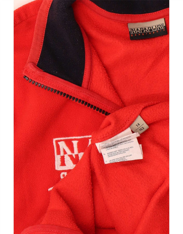 Napapijri Jungen-Fleecejacke mit Grafik, 13–14 Jahre, rotes Polyester