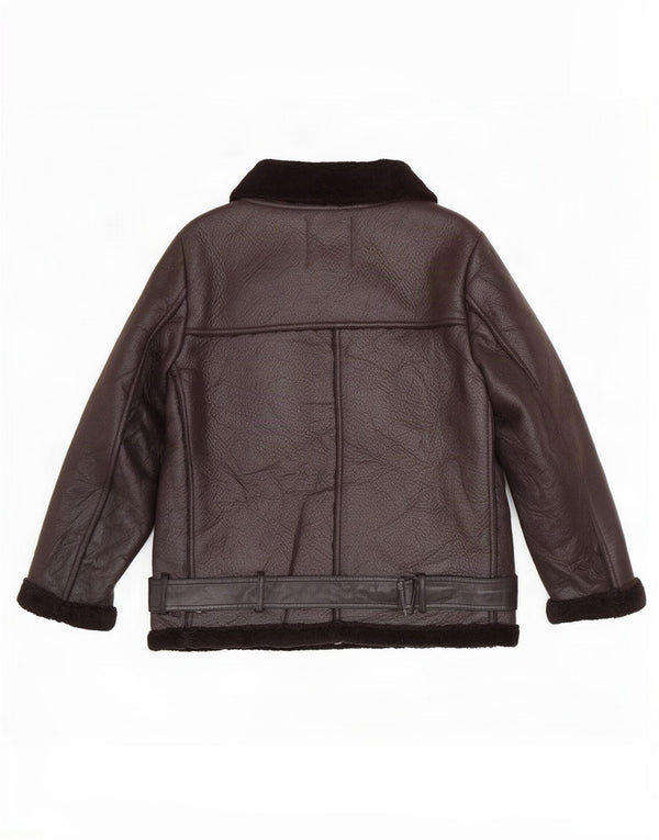 Zara Damen Sherpa Kunstleder Bikerjacke UK 14 Medium Schwarz Polyester