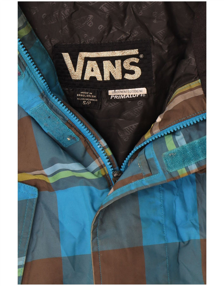 Vans Herren-Windbreakerjacke mit Kapuze, UK 36, klein, blau kariert, Polyester