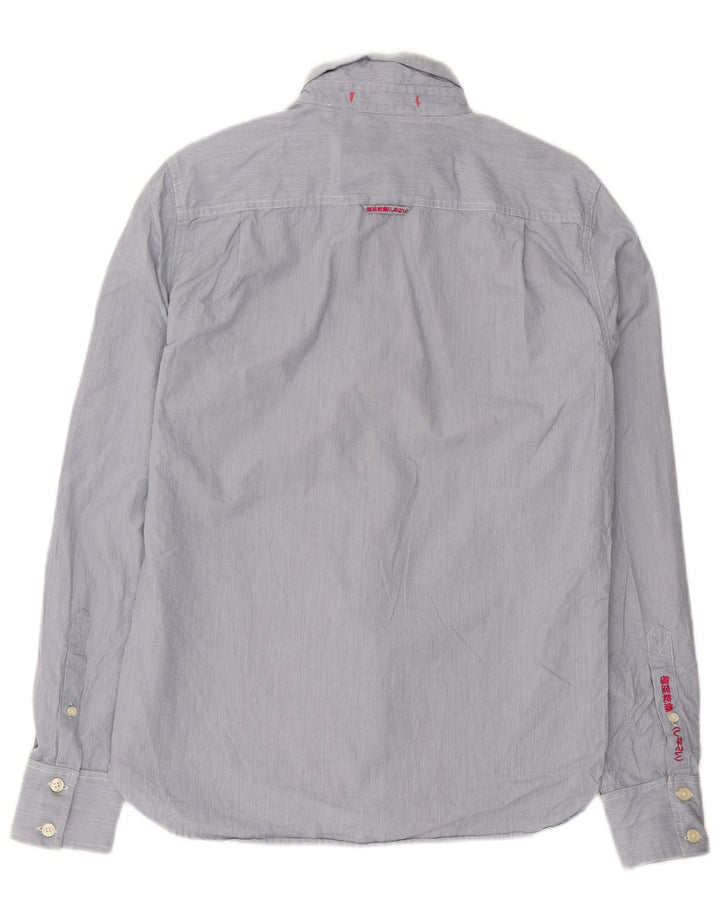 Superdry Herrenhemd aus mittelblauer Nadelstreifen-Baumwolle