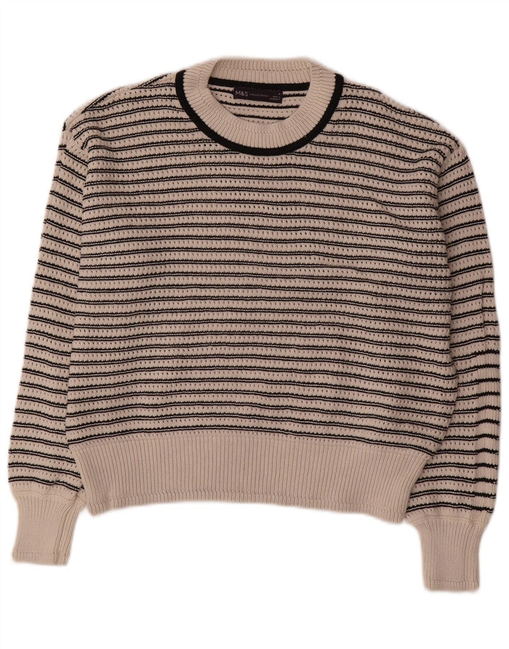 Marks & Spencer Damen-Pullover mit Rundhalsausschnitt, Gr. 14, Mittel, gebrochenes Weiß