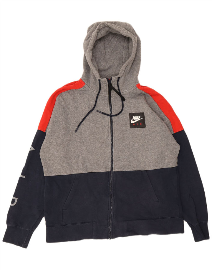 NIKE Herren-Kapuzenpullover mit grafischem Reißverschluss, groß, mehrfarbig, Farbblock