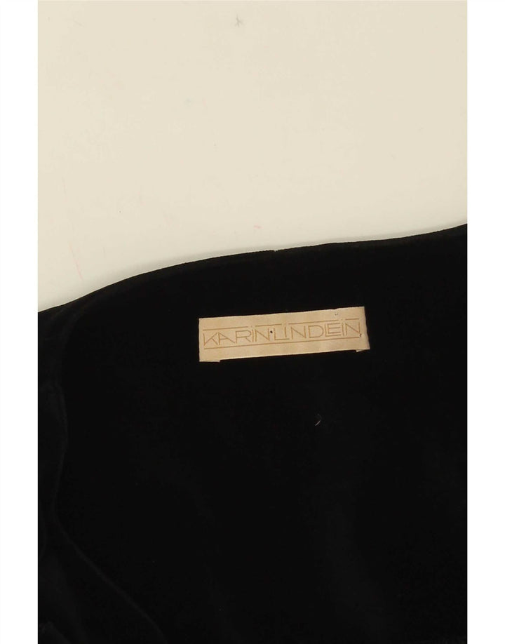 Vintage Damen 3/4 Ärmel 5 Knopf Blazer Jacke UK 14 Medium Schwarz