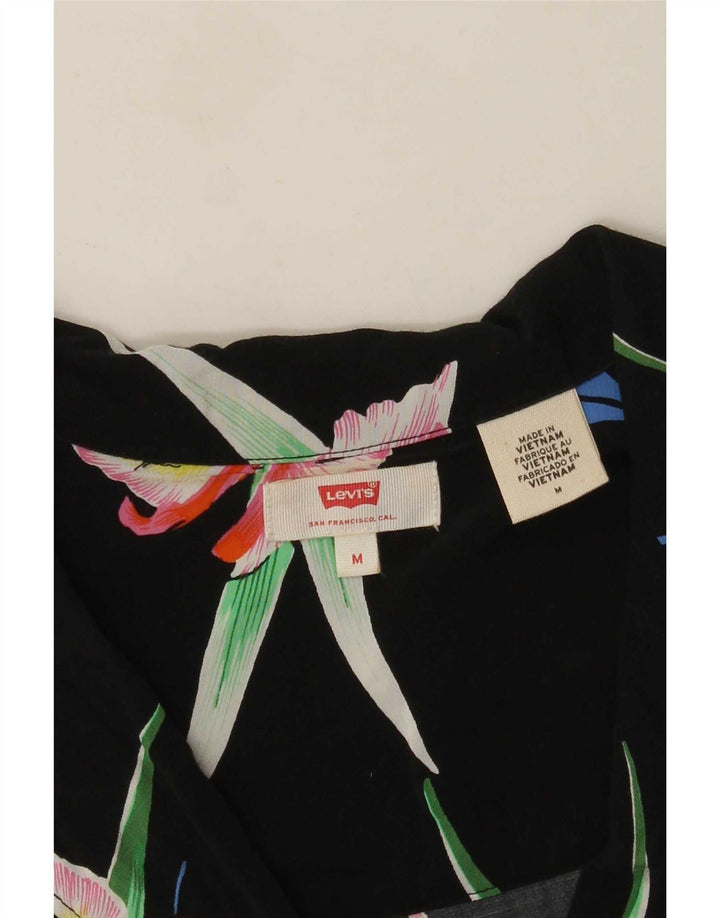 Levi's Damen-Hemdbluse, kurzärmelig, übergroß, Gr. 14, mittelschwarz, geblümt