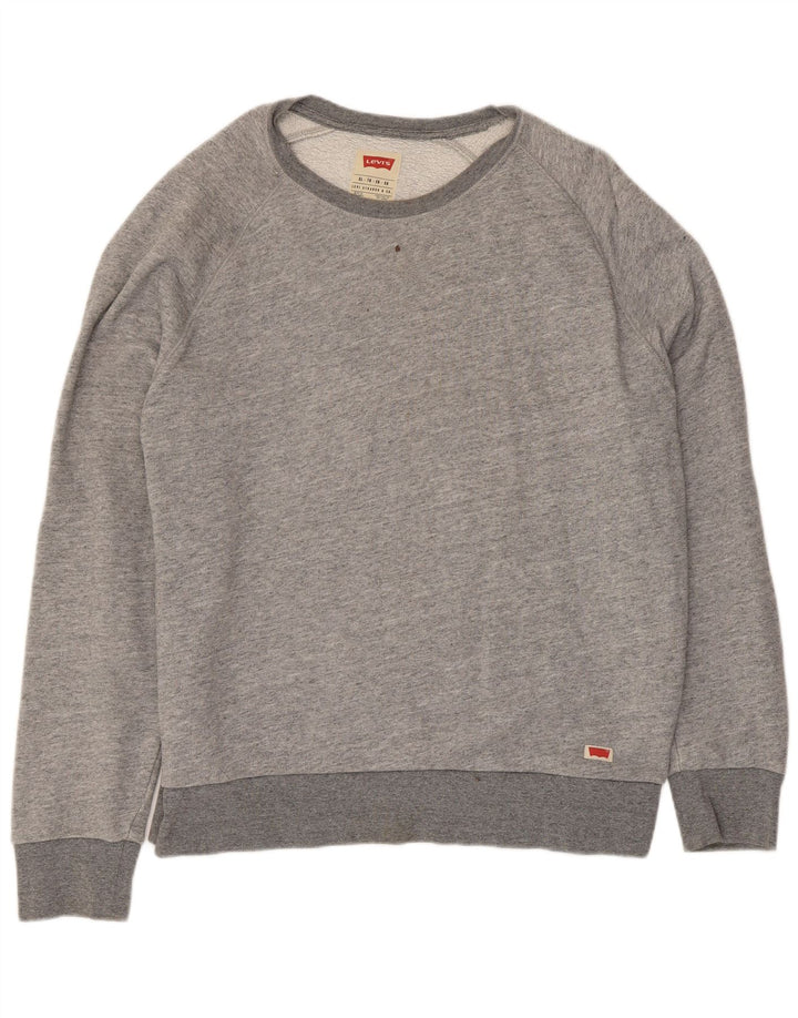 Levi's Herren-Sweatshirt-Pullover XL aus grau gefleckter Baumwolle