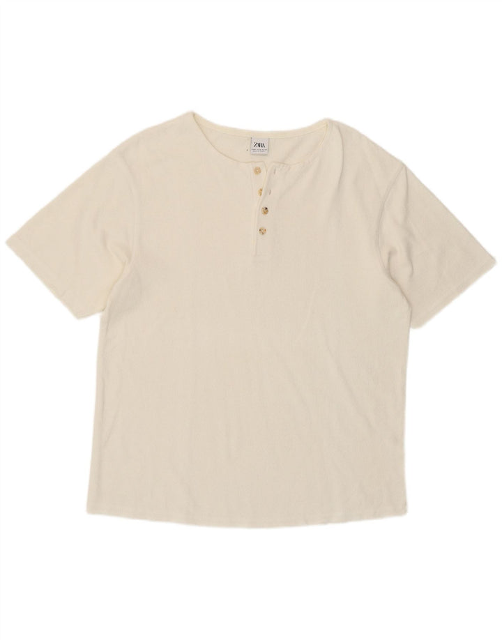 Zara Herren T-Shirt Top Mittelweiß