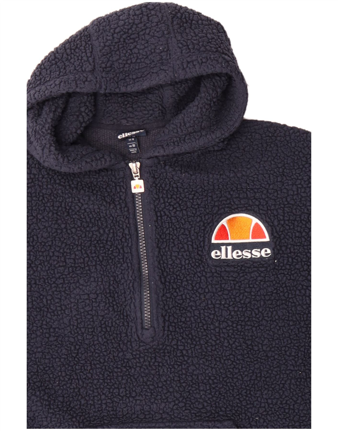 Ellesse Womens übergroßer Fleece-Hoodie-Pullover UK 10 Small Marineblau